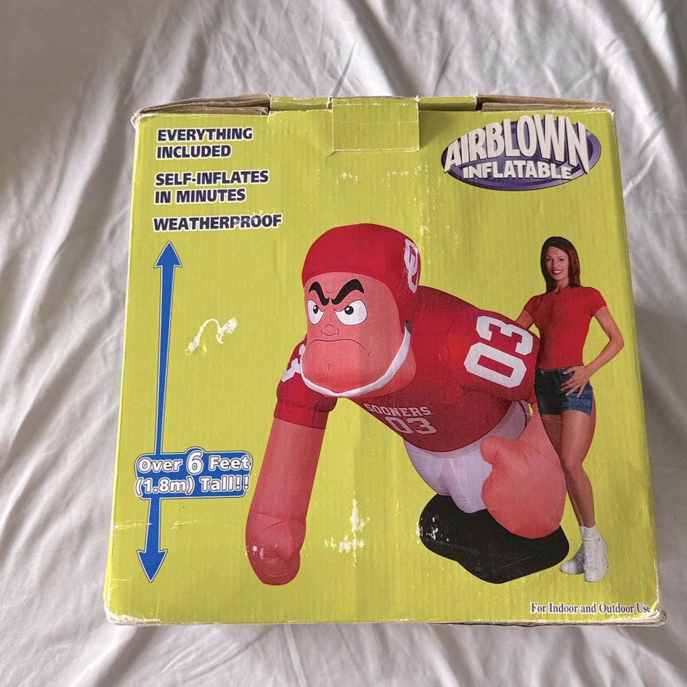 GEMMY OU SOONER FOOTBALL PLAYER OVER 6 FT TALL AIRBLOWN INFLATABLE YARD DECOR
